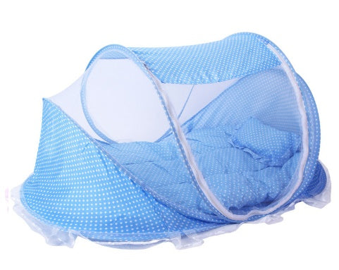 Portable Baby Bed with Mosquito Net – Foldable Travel Crib Tent with Mattress and Pillow