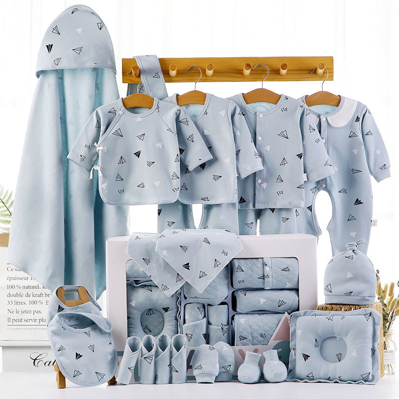 Unisex Baby Cotton Clothing Gift Box – Cartoon Long Sleeve Outfit & Accessories Set