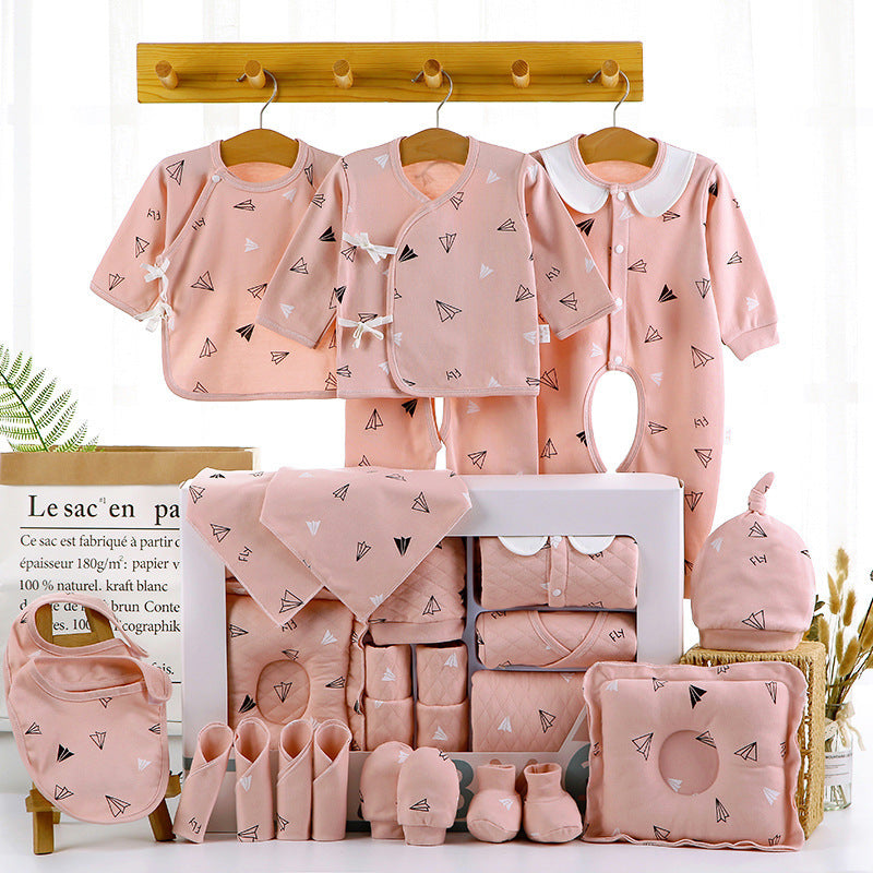 Unisex Baby Cotton Clothing Gift Box – Cartoon Long Sleeve Outfit & Accessories Set