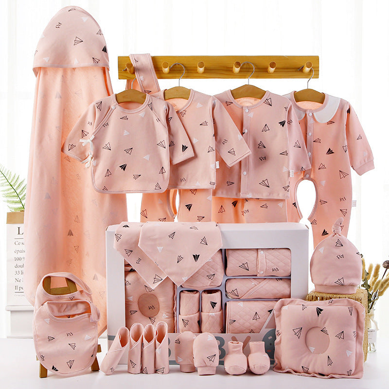 Unisex Baby Cotton Clothing Gift Box – Cartoon Long Sleeve Outfit & Accessories Set