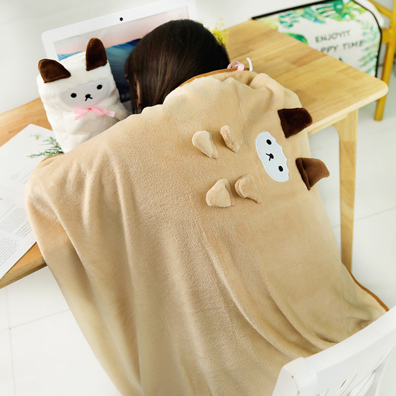 Double-sided cartoon animal roll blanket. Perfect for wrap, nap time, travel, or gifting to someone special