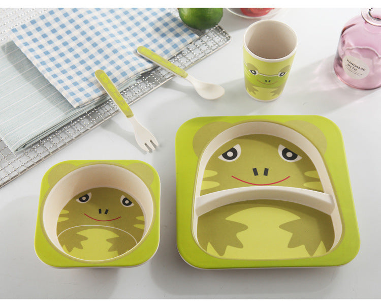 Kids Bamboo Fiber Tableware Gift Set β 5-Piece Bowl, Plate, Cup & Utensils