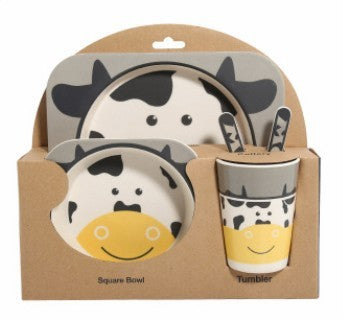 Kids Bamboo Fiber Tableware Gift Set β 5-Piece Bowl, Plate, Cup & Utensils