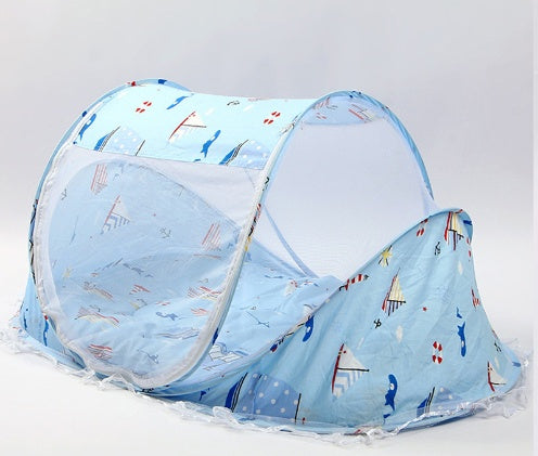 Portable Baby Bed with Mosquito Net – Foldable Travel Crib Tent with Mattress and Pillow