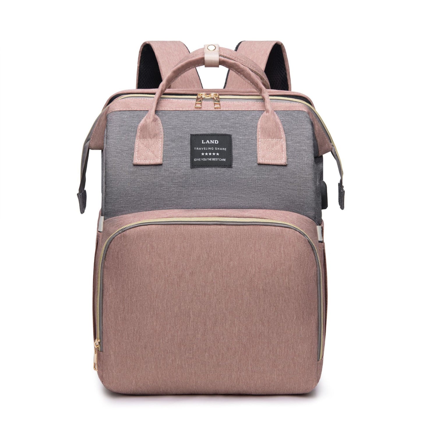 Large Capacity Diaper Bag Backpack with Crib & Insulated Bottle Holder – Travel Baby Bag for Moms