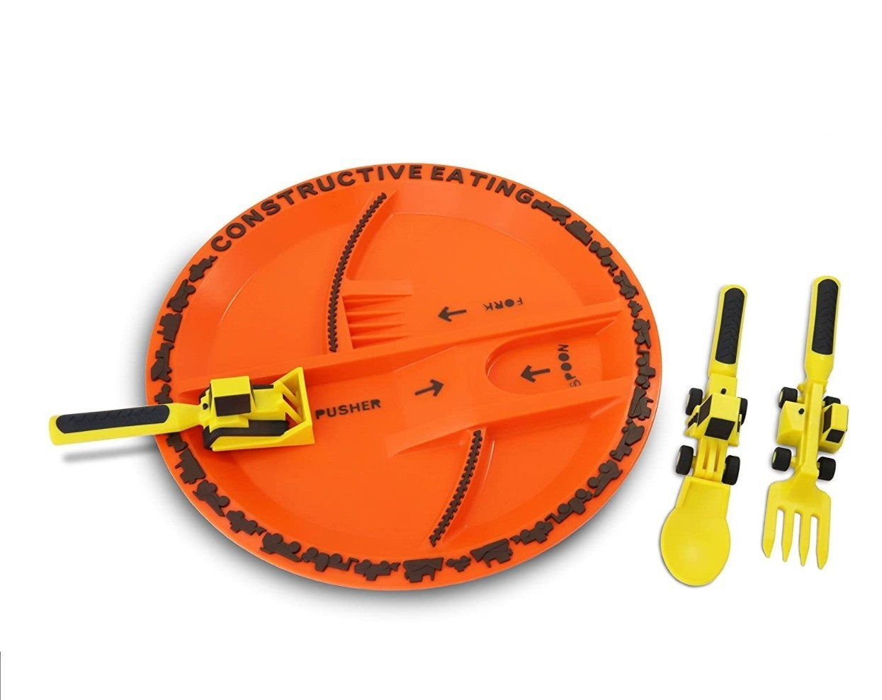 Dinneractive Kids Dinner Set – Excavator Spoon, Fork & Plate Combo