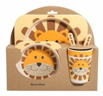 Kids Bamboo Fiber Tableware Gift Set β 5-Piece Bowl, Plate, Cup & Utensils