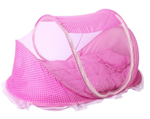 Portable Baby Bed with Mosquito Net – Foldable Travel Crib Tent with Mattress and Pillow