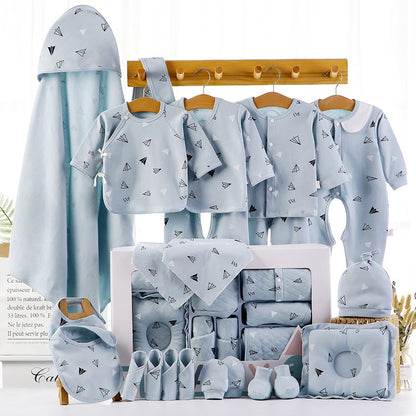 Unisex Baby Cotton Clothing Gift Box – Cartoon Long Sleeve Outfit & Accessories Set