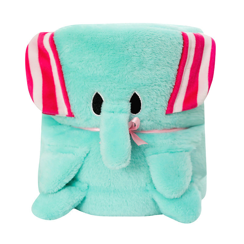 Double-sided cartoon animal roll blanket. Perfect for wrap, nap time, travel, or gifting to someone special