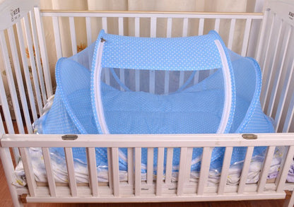Portable Baby Bed with Mosquito Net – Foldable Travel Crib Tent with Mattress and Pillow