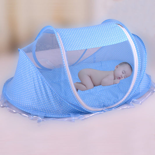 Portable Baby Bed with Mosquito Net – Foldable Travel Crib Tent with Mattress and Pillow