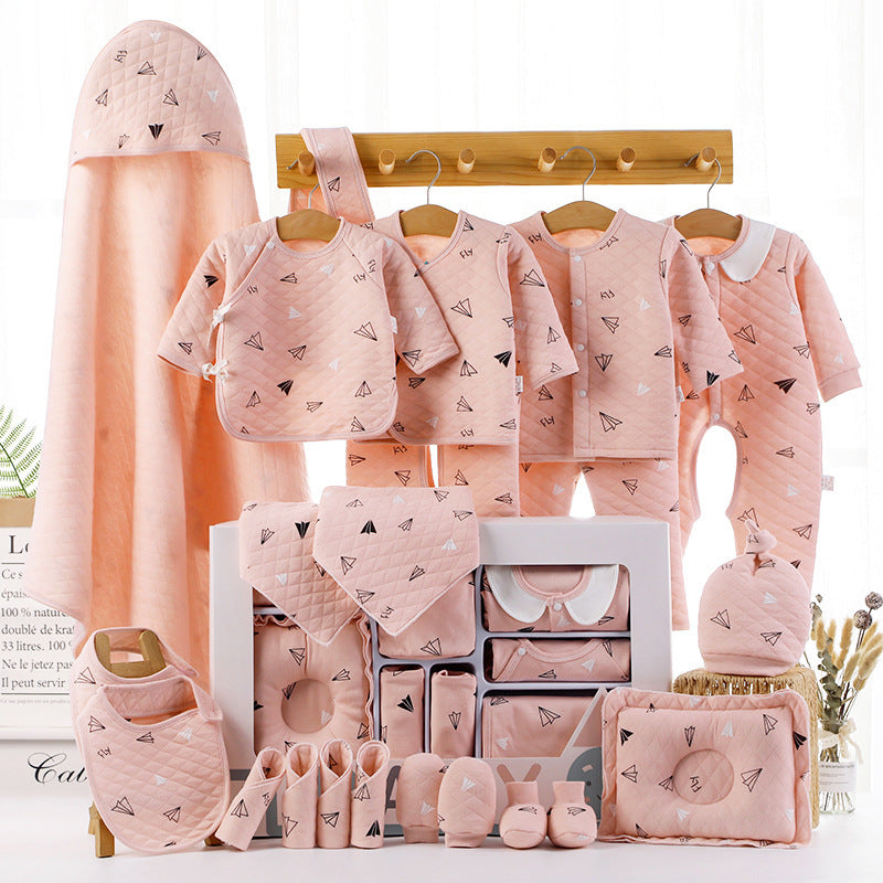 Unisex Baby Cotton Clothing Gift Box – Cartoon Long Sleeve Outfit & Accessories Set
