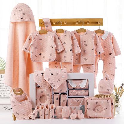Unisex Baby Cotton Clothing Gift Box – Cartoon Long Sleeve Outfit & Accessories Set
