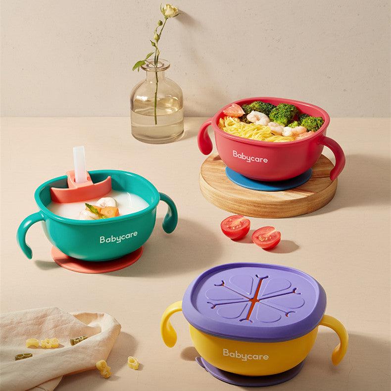Babycare 3-in-1 Infant Bowl Set – Feeding, Snack & Soup Bowl with Straw