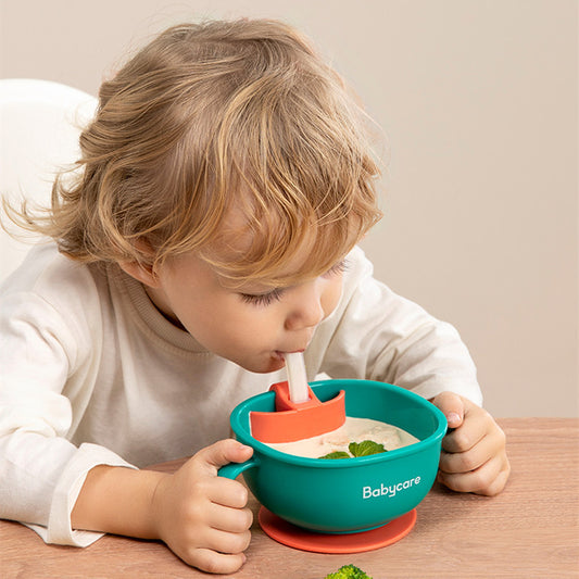 Babycare 3-in-1 Infant Bowl Set – Feeding, Snack & Soup Bowl with Straw