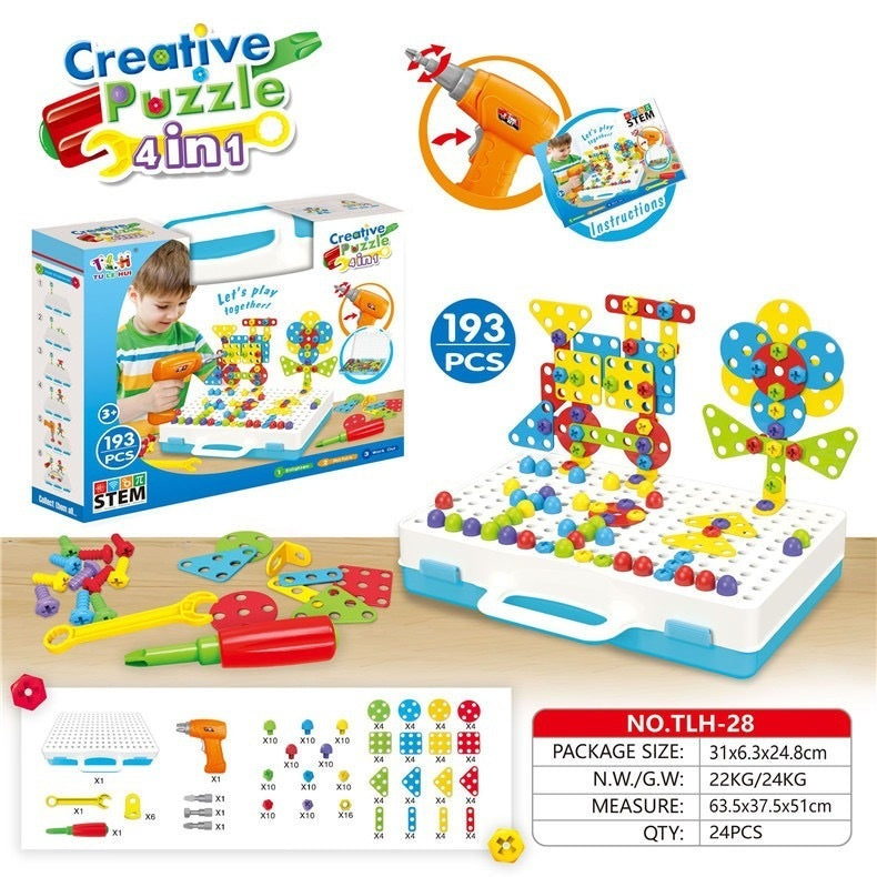 Kids Drill & Build Puzzle Toy Set – Creative STEM Construction Kit