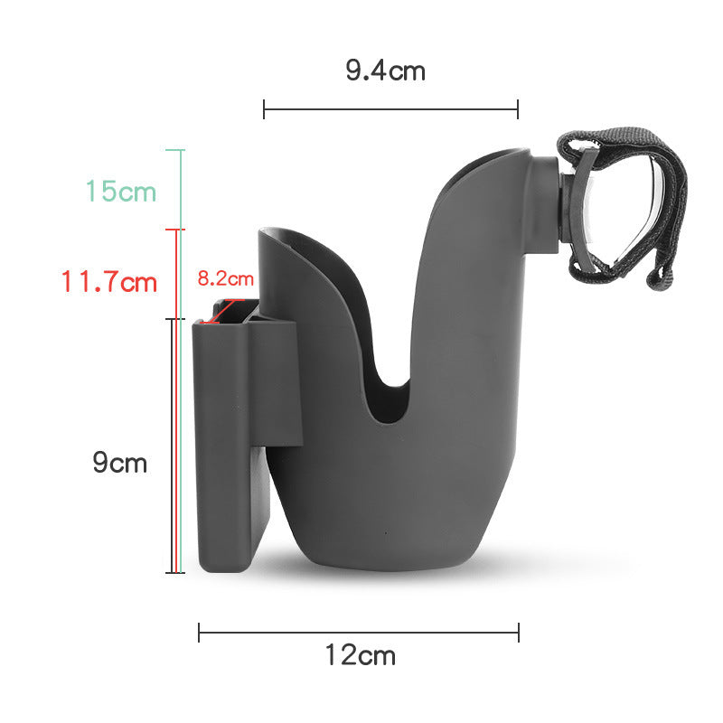 Universal Stroller Cup Holder with Mobile Phone Case, 2-in-1 Strollers Storage Rack, 360 Degrees Rotation Drink Holder for Stroller, Pushchair, Wheelchair, Walker, Bicycle, Fits Most Cups