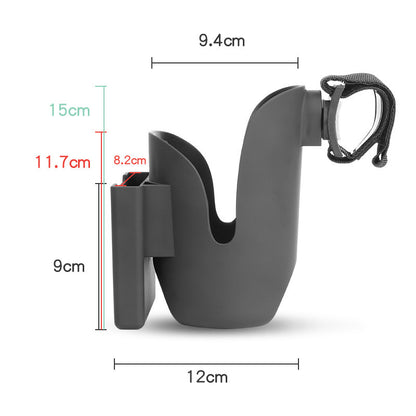 Universal Stroller Cup Holder with Mobile Phone Case, 2-in-1 Strollers Storage Rack, 360 Degrees Rotation Drink Holder for Stroller, Pushchair, Wheelchair, Walker, Bicycle, Fits Most Cups
