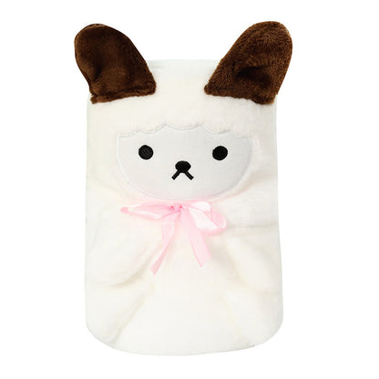 Double-sided cartoon animal roll blanket. Perfect for wrap, nap time, travel, or gifting to someone special