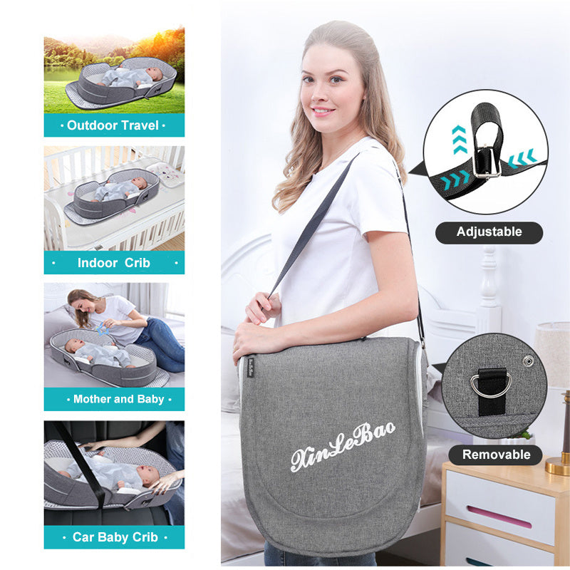 Portable Foldable Baby Crib Mummy Bag – Removable Travel Bassinet