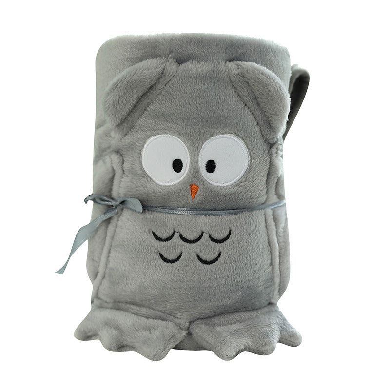 Double-sided cartoon animal roll blanket. Perfect for wrap, nap time, travel, or gifting to someone special