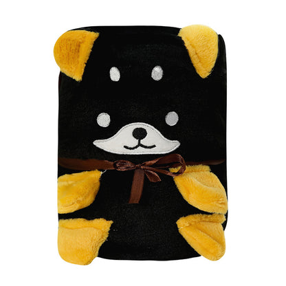 Double-sided cartoon animal roll blanket. Perfect for wrap, nap time, travel, or gifting to someone special