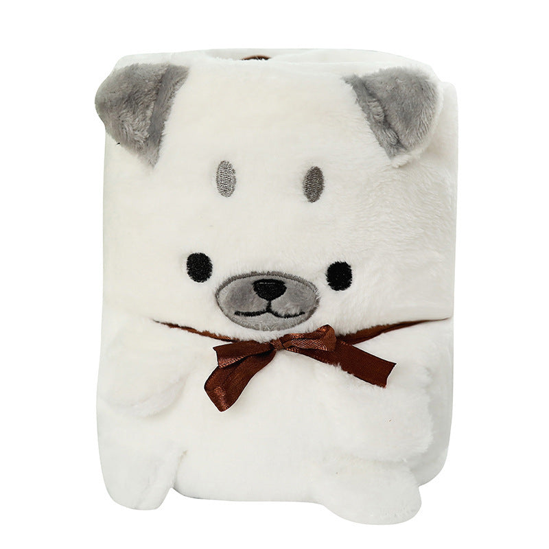 Double-sided cartoon animal roll blanket. Perfect for wrap, nap time, travel, or gifting to someone special