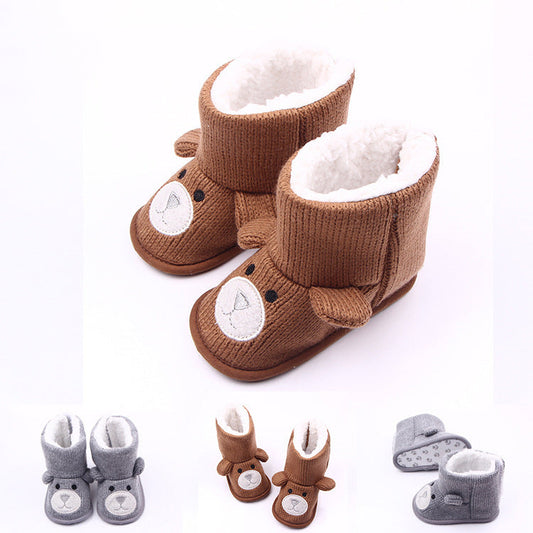 Cozy Bear Knit Baby Shoes Autumn Winter - Toddler