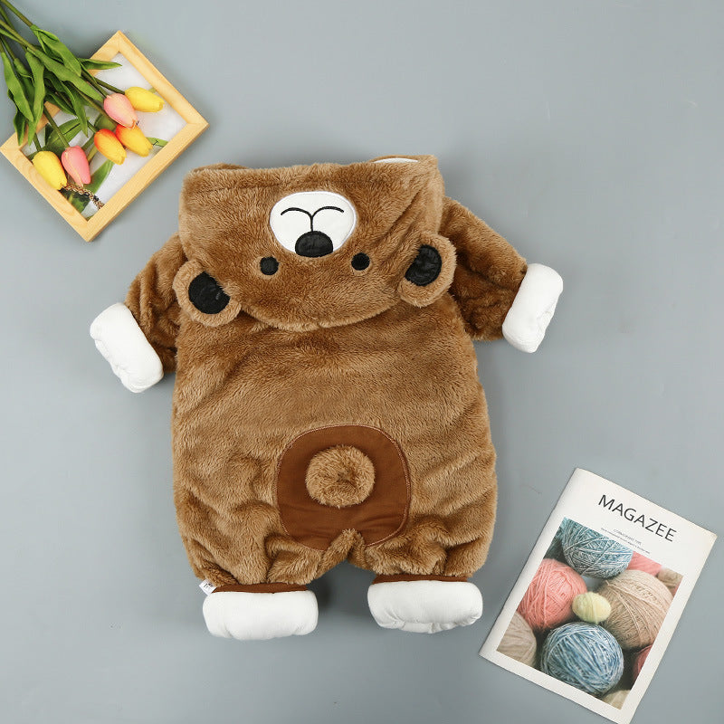 Baby Winter Bear Romper – Warm Cotton Hooded Jumpsuit for Infants & Toddlers