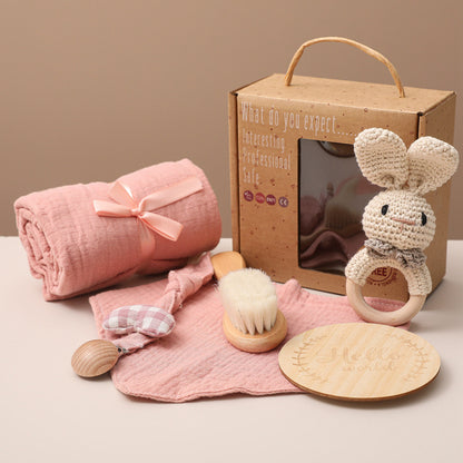 Baby Gift Set for Newborn New Baby Gift Set - Newborn Baby Essentials Baby Bath Set with Baby Blanket Baby Rattle - New Born Baby Girls Gift & Baby Boy Gifts for Baby Shower