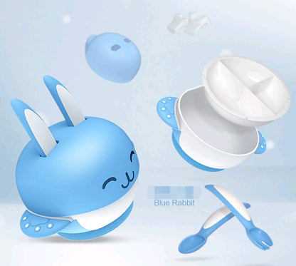 Baby Whale Tableware Set – Antibacterial Bowl with Fork and Spoon