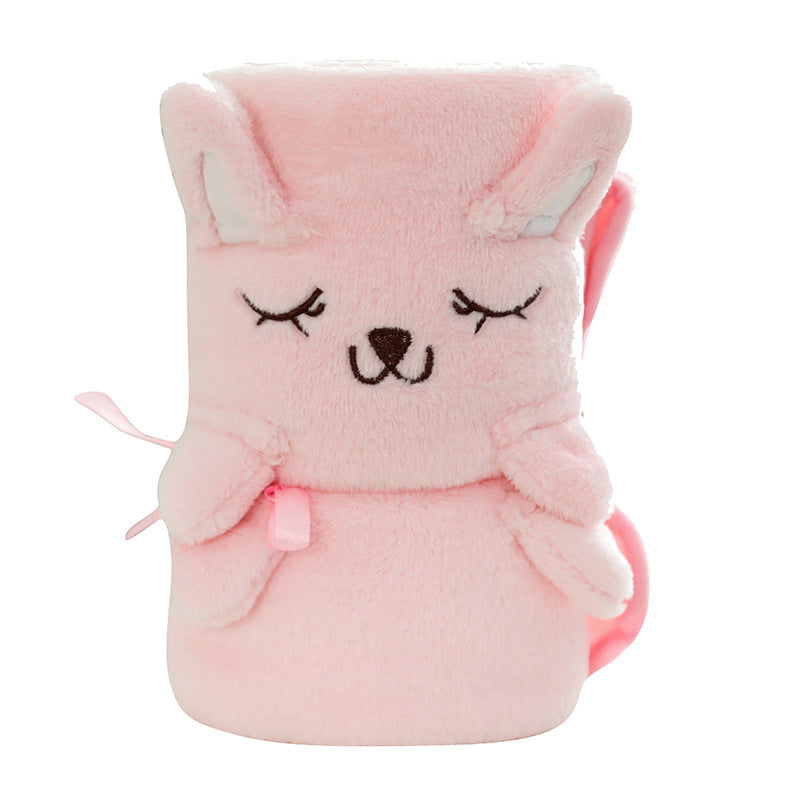 Double-sided cartoon animal roll blanket. Perfect for wrap, nap time, travel, or gifting to someone special