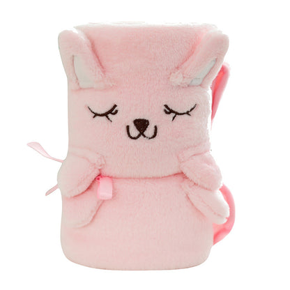 Double-sided cartoon animal roll blanket. Perfect for wrap, nap time, travel, or gifting to someone special