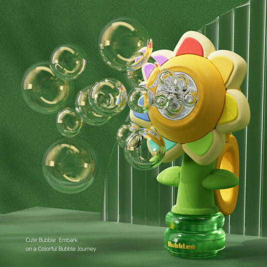 Sunflower Automatic Bubble Machine for Kids with Colorful Lighting - 3 Modes Fun, Type C Charging