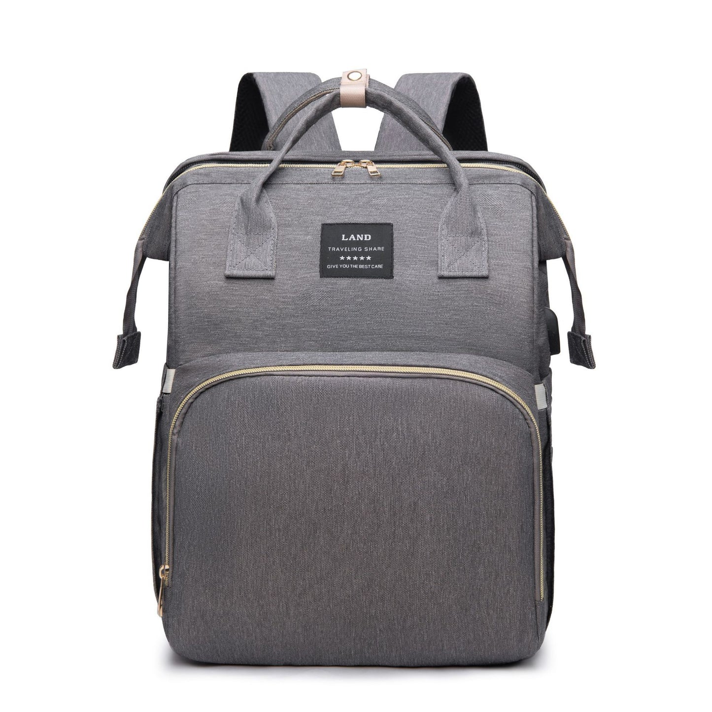 Large Capacity Diaper Bag Backpack with Crib & Insulated Bottle Holder – Travel Baby Bag for Moms