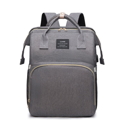 Large Capacity Diaper Bag Backpack with Crib & Insulated Bottle Holder – Travel Baby Bag for Moms