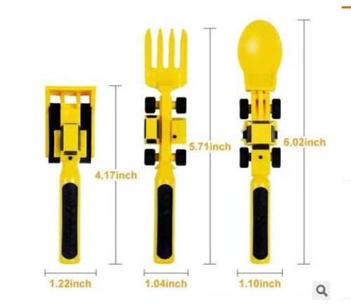 Dinneractive Kids Dinner Set – Excavator Spoon, Fork & Plate Combo