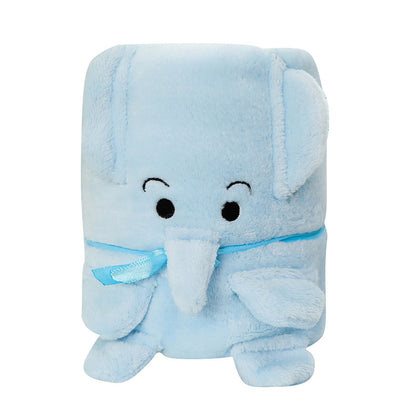 Double-sided cartoon animal roll blanket. Perfect for wrap, nap time, travel, or gifting to someone special