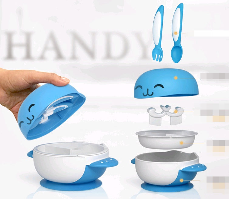 Baby Whale Tableware Set – Antibacterial Bowl with Fork and Spoon