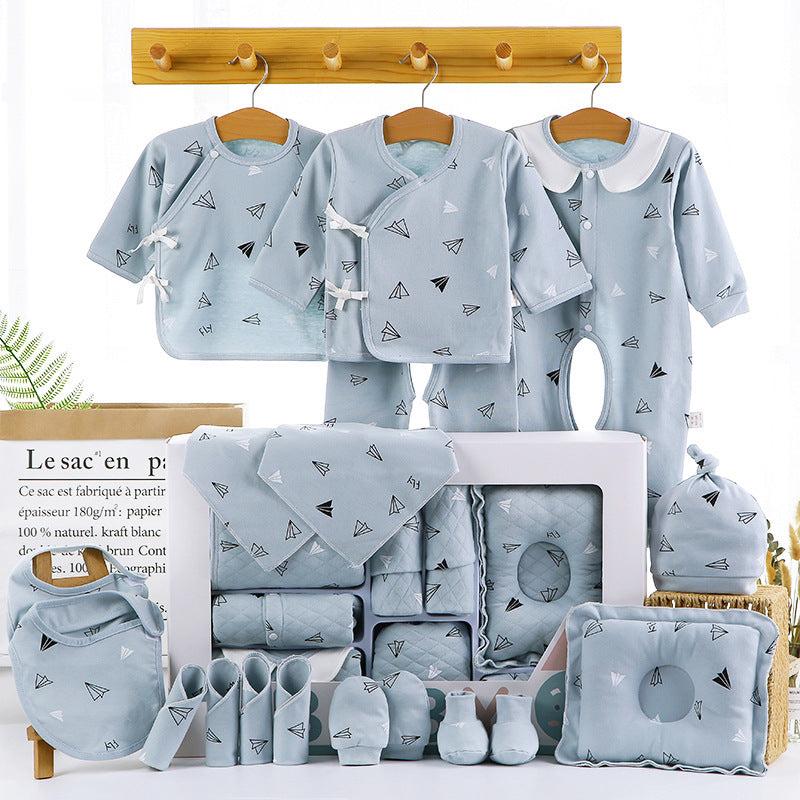 Unisex Baby Cotton Clothing Gift Box – Cartoon Long Sleeve Outfit & Accessories Set