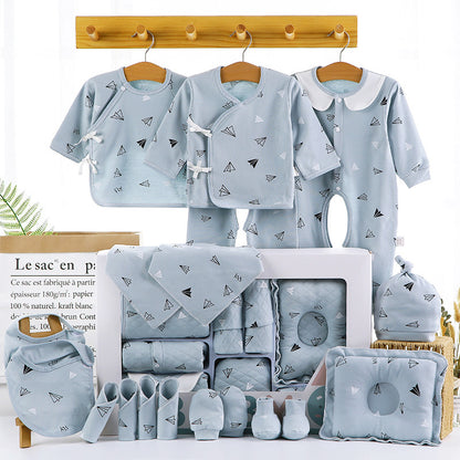 Unisex Baby Cotton Clothing Gift Box – Cartoon Long Sleeve Outfit & Accessories Set