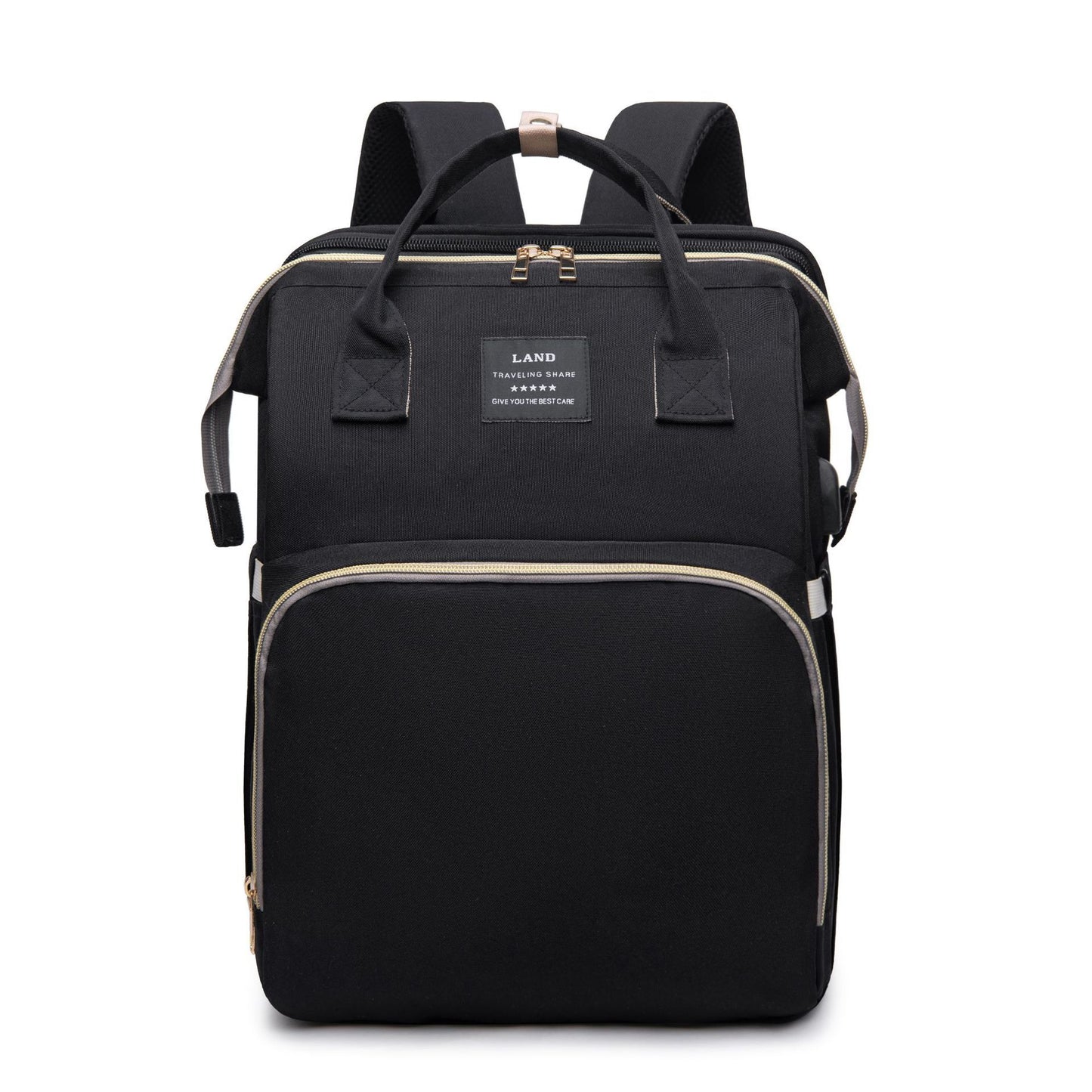 Large Capacity Diaper Bag Backpack with Crib & Insulated Bottle Holder – Travel Baby Bag for Moms