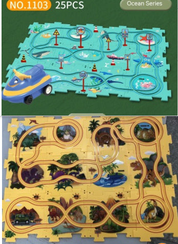 DIY Electric Railroad Puzzle Set – City Scene Construction Toy