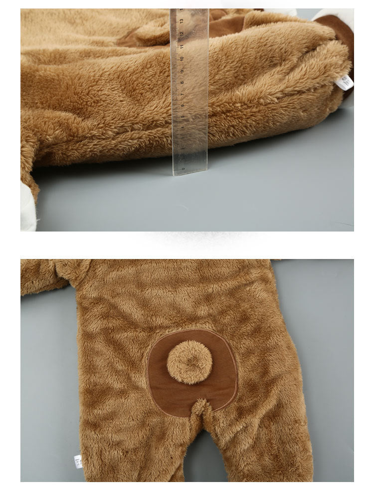 Baby Winter Bear Romper – Warm Cotton Hooded Jumpsuit for Infants & Toddlers