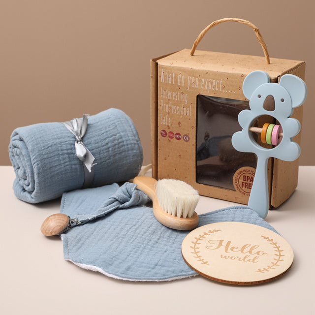 Baby Gift Set for Newborn New Baby Gift Set - Newborn Baby Essentials Baby Bath Set with Baby Blanket Baby Rattle - New Born Baby Girls Gift & Baby Boy Gifts for Baby Shower